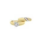 14K Yellow Gold Diamond Wedding Set Ring Size 7 3.0Dwt
