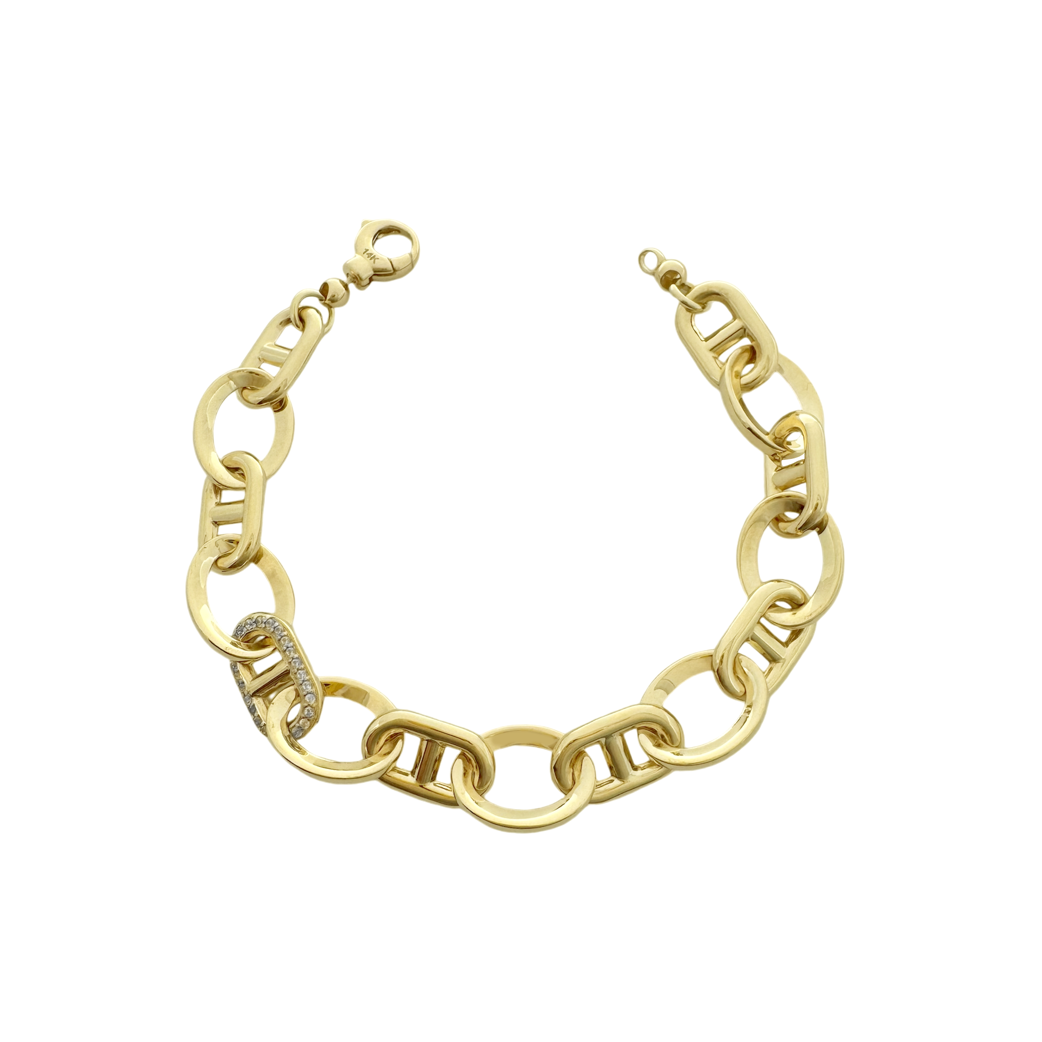 14K Yellow Gold Ladies Fancy Link Bracelet 7.5In 8.5Dwt