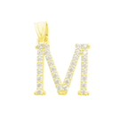 10K Yellow Gold Cubic Zirconia Letter "M" Pendant 0.7Dwt