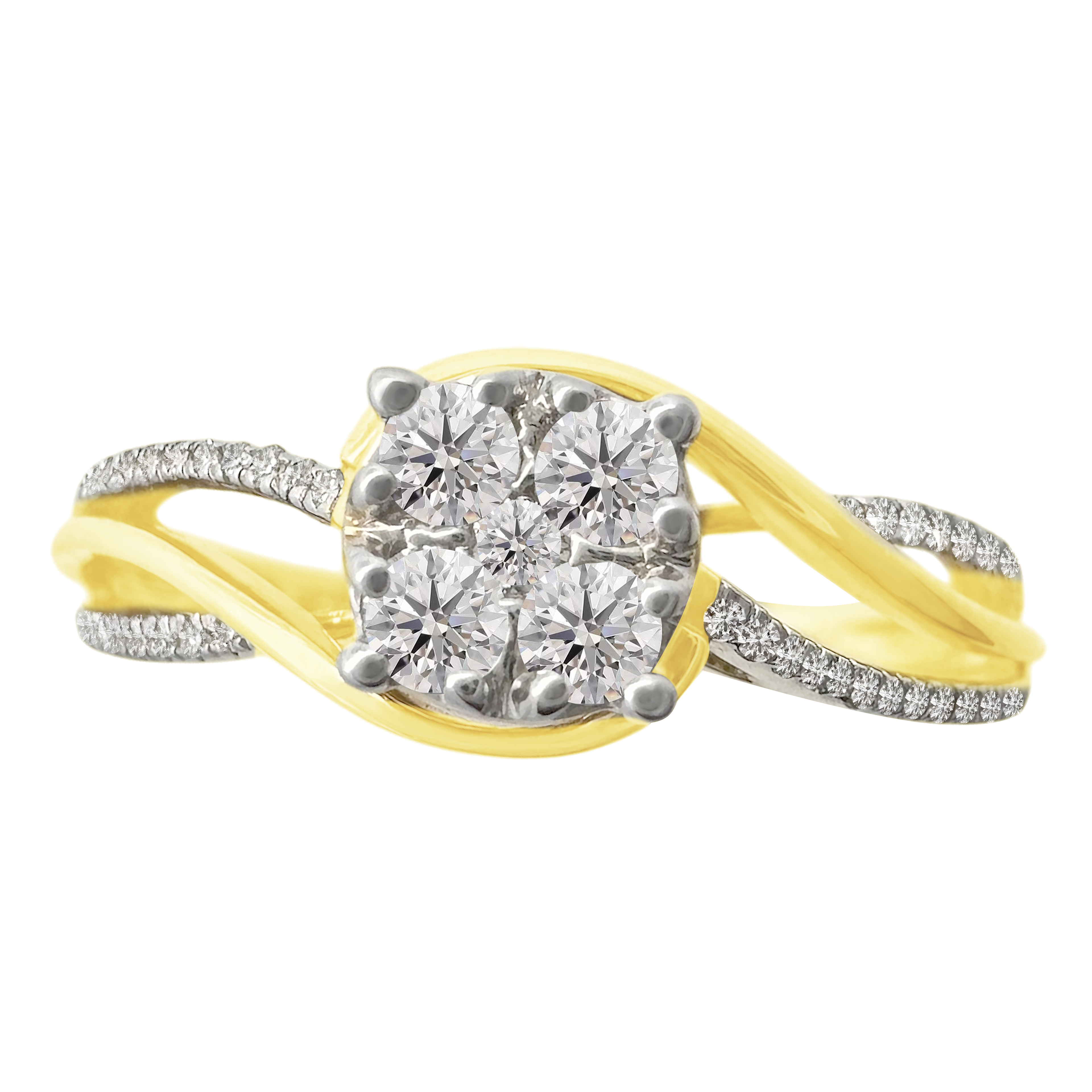 0.25Dctw 14K Yellow Gold Diamond Engagement Ring  Size 7 1.8Dwt