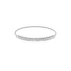 1/2Ctw 14K White Gold Diamond + Titanium Wire Bangle 3.9Dwt