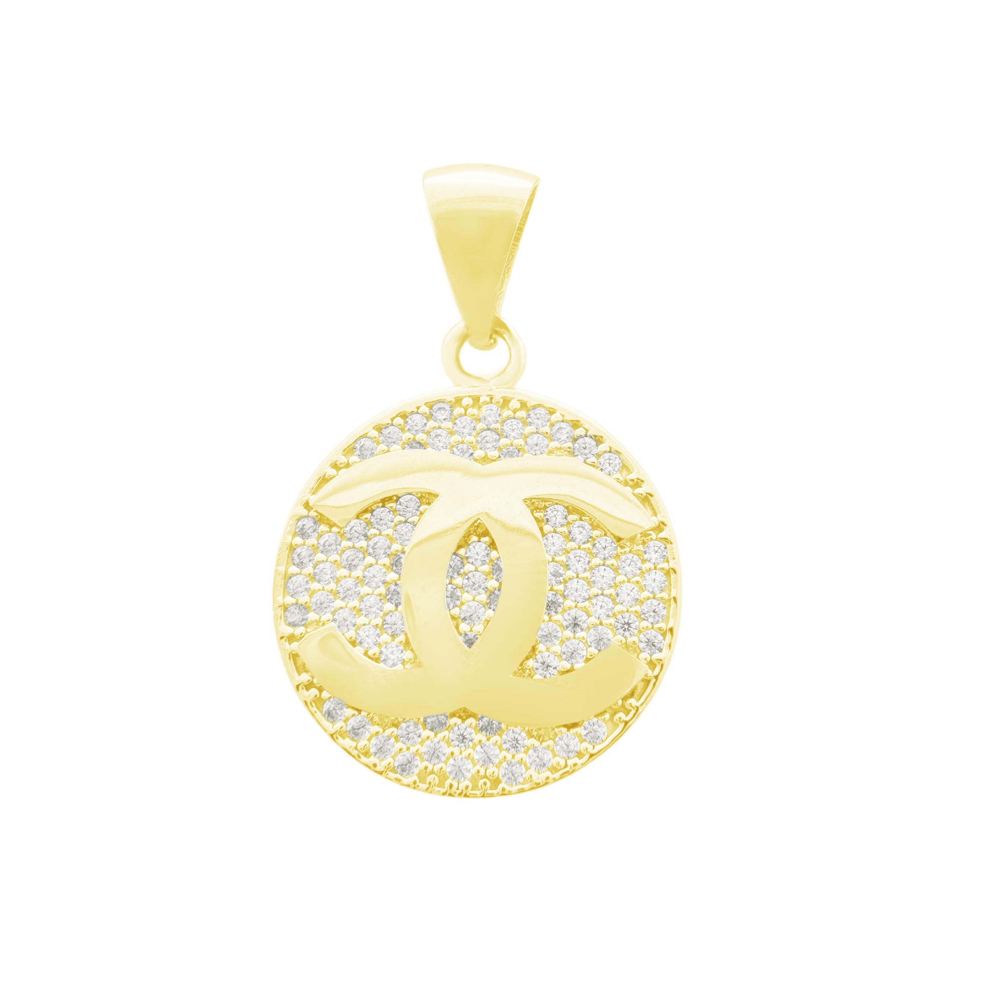 10K Yellow Gold Cz Double "C" Pendant 1.9Dwt