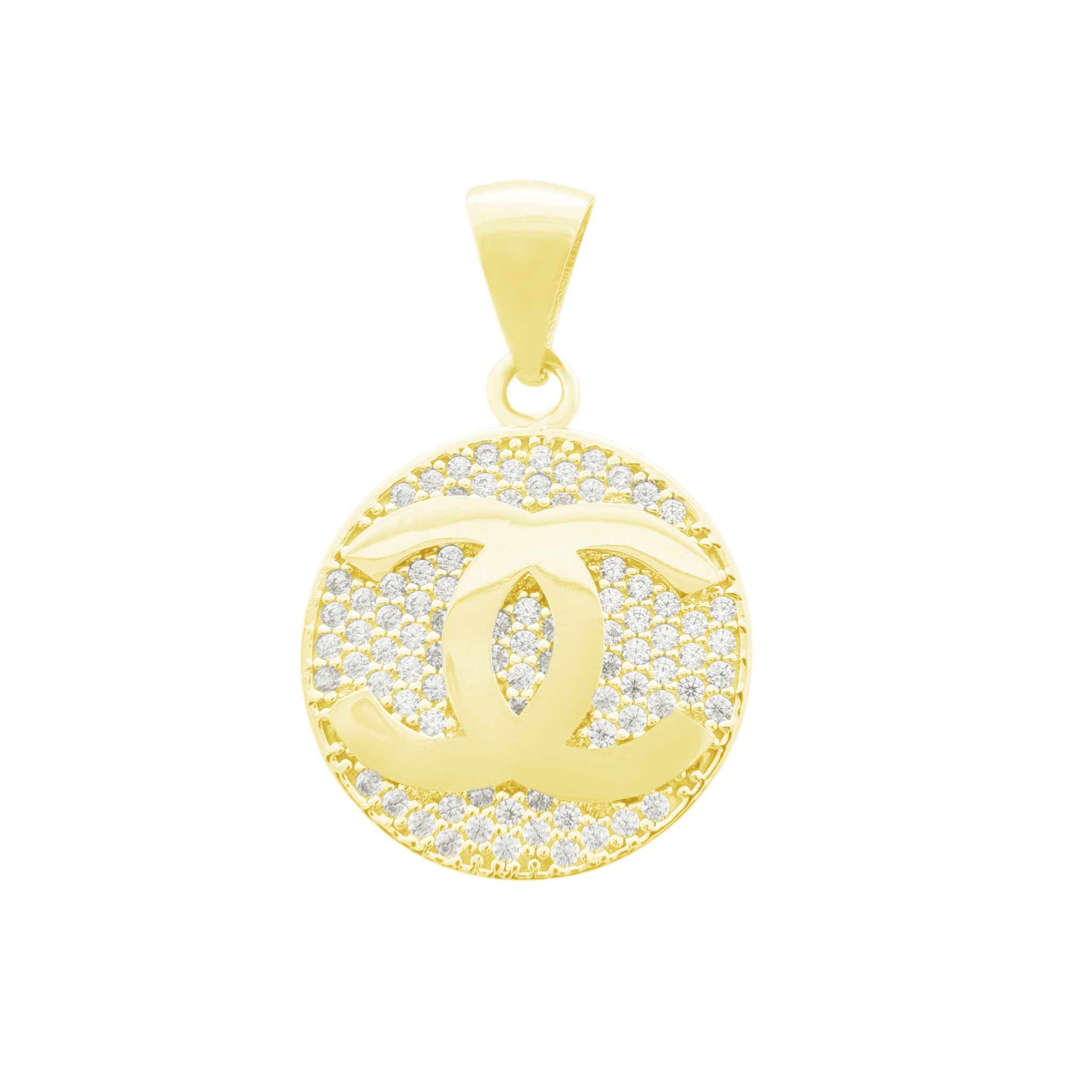 10K Yellow Gold Cz Double "C" Pendant 1.9Dwt