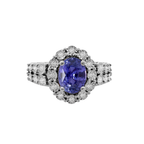 14K White Gold Diamond & Blue Stone Ring Size 9 2.7Dwt