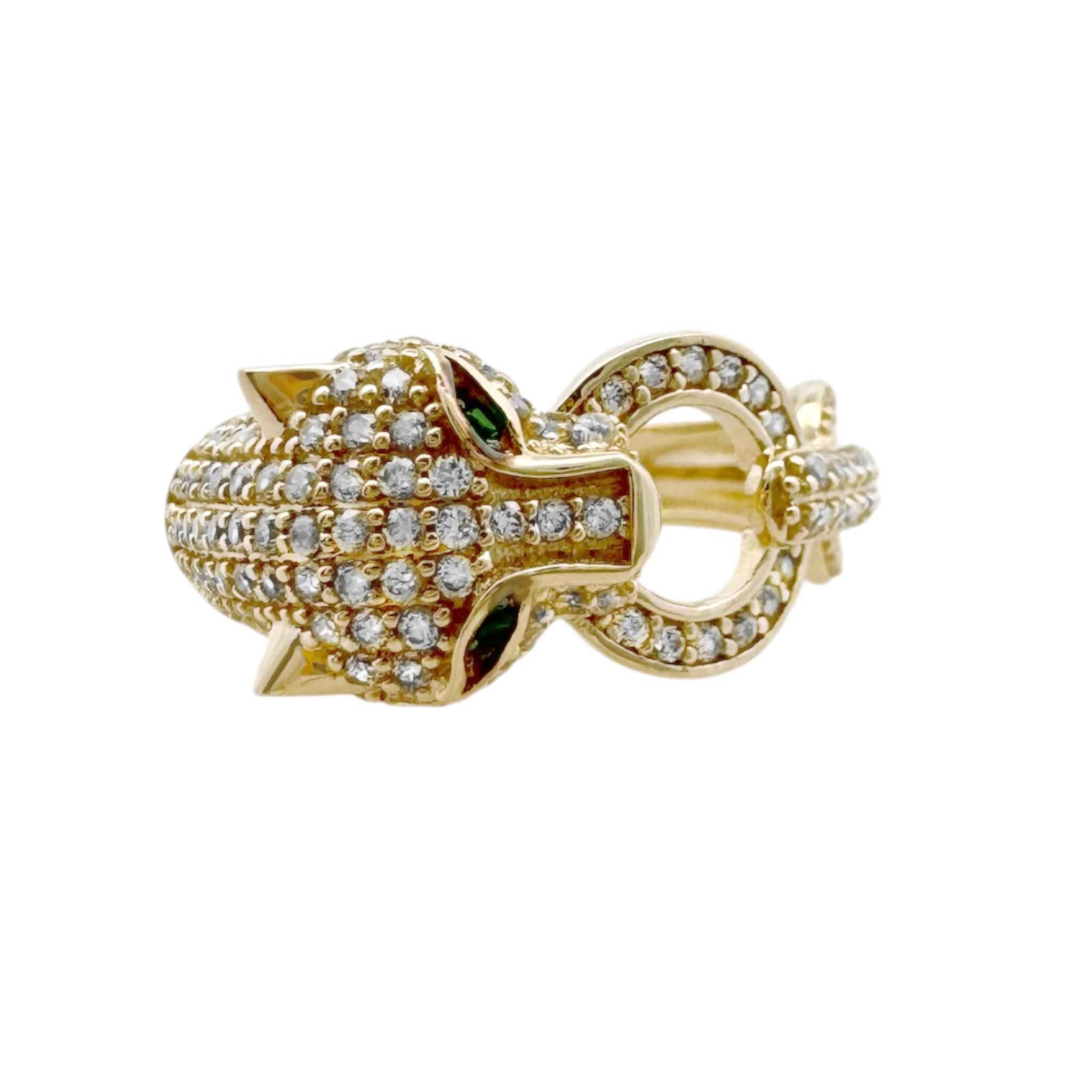 10K Yellow Gold Cz Panther Head Ring Size 7 2.5Dwt