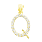 10K Yellow Gold Cubic Zirconia Letter "Q" Pendant 0.4Dwt
