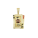 10K Yellow Gold Cz BlackJack Card Pendant 2.8Dwt