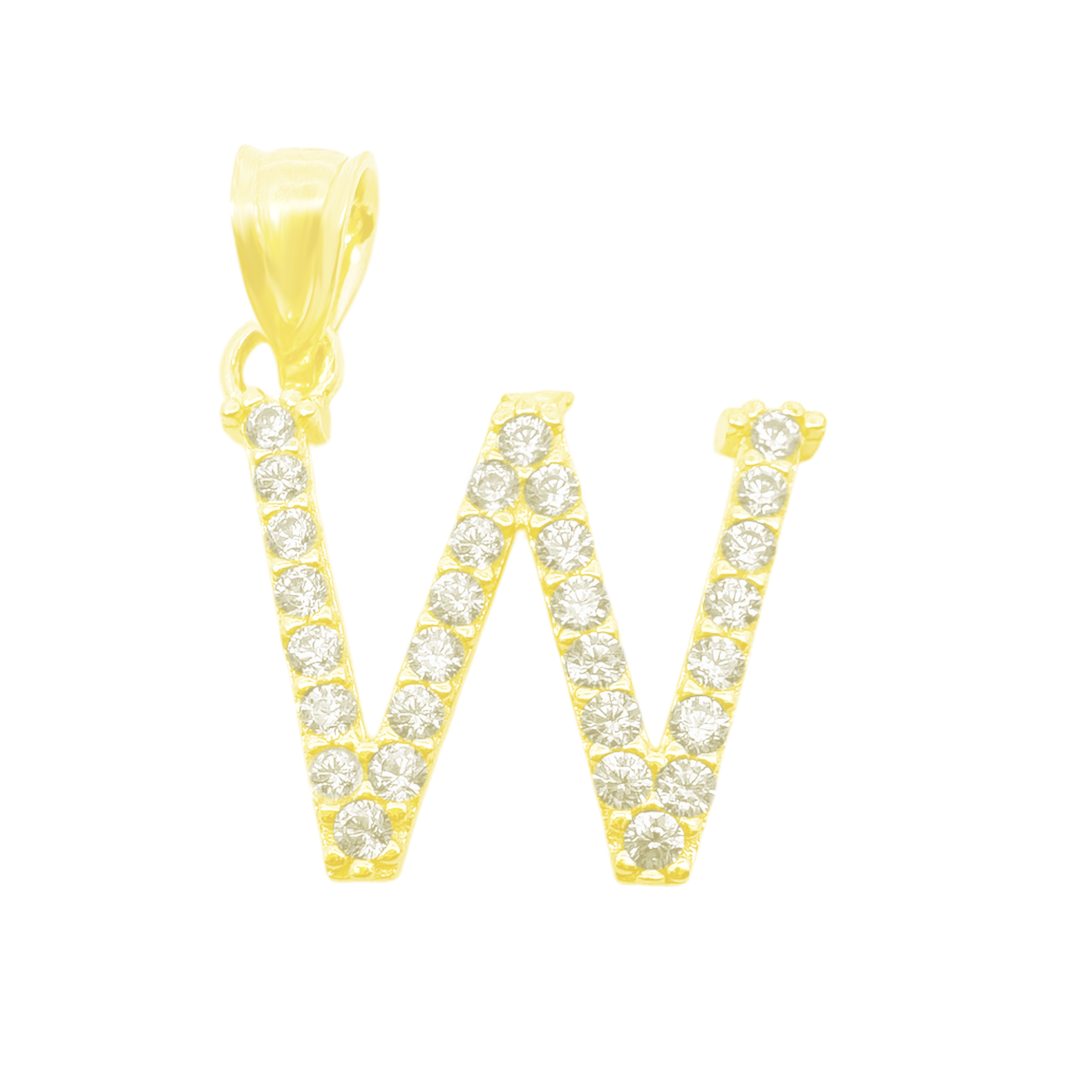 10K Yellow Gold Cubic Zirconia Letter "W" Pendant 0.6Dwt