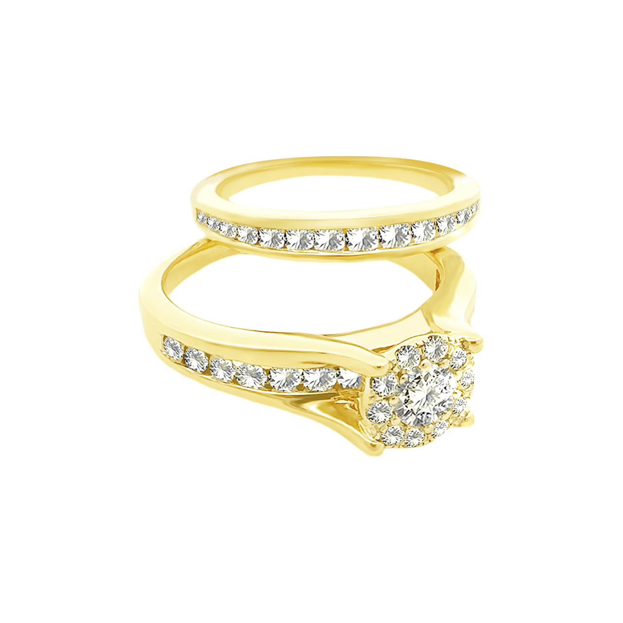 14K Yellow Gold Diamond Bridal Set Size 7 4.4Dwt