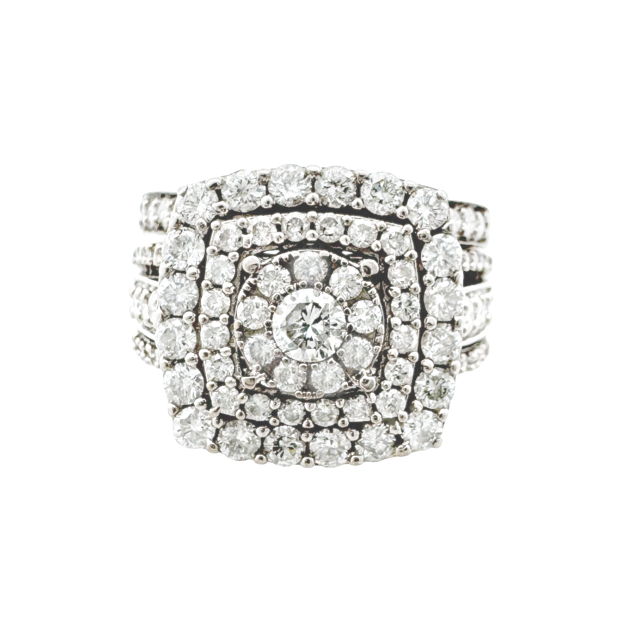 14K White Gold Diamond Wedding Set Size 5.25 3.9Dwt