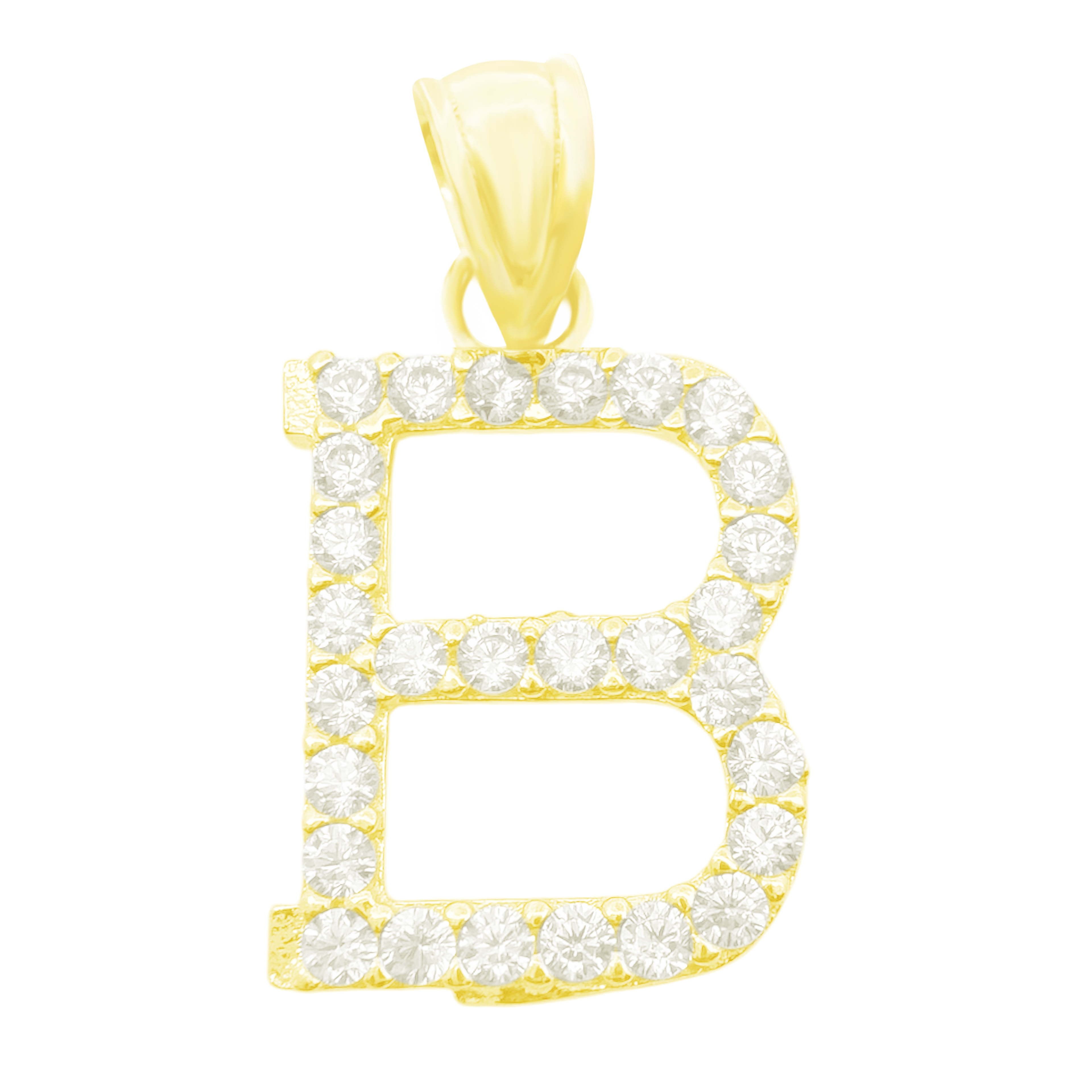 10K Yellow Gold Cubic Zirconia Letter "B" Pendant 0.5Dwt