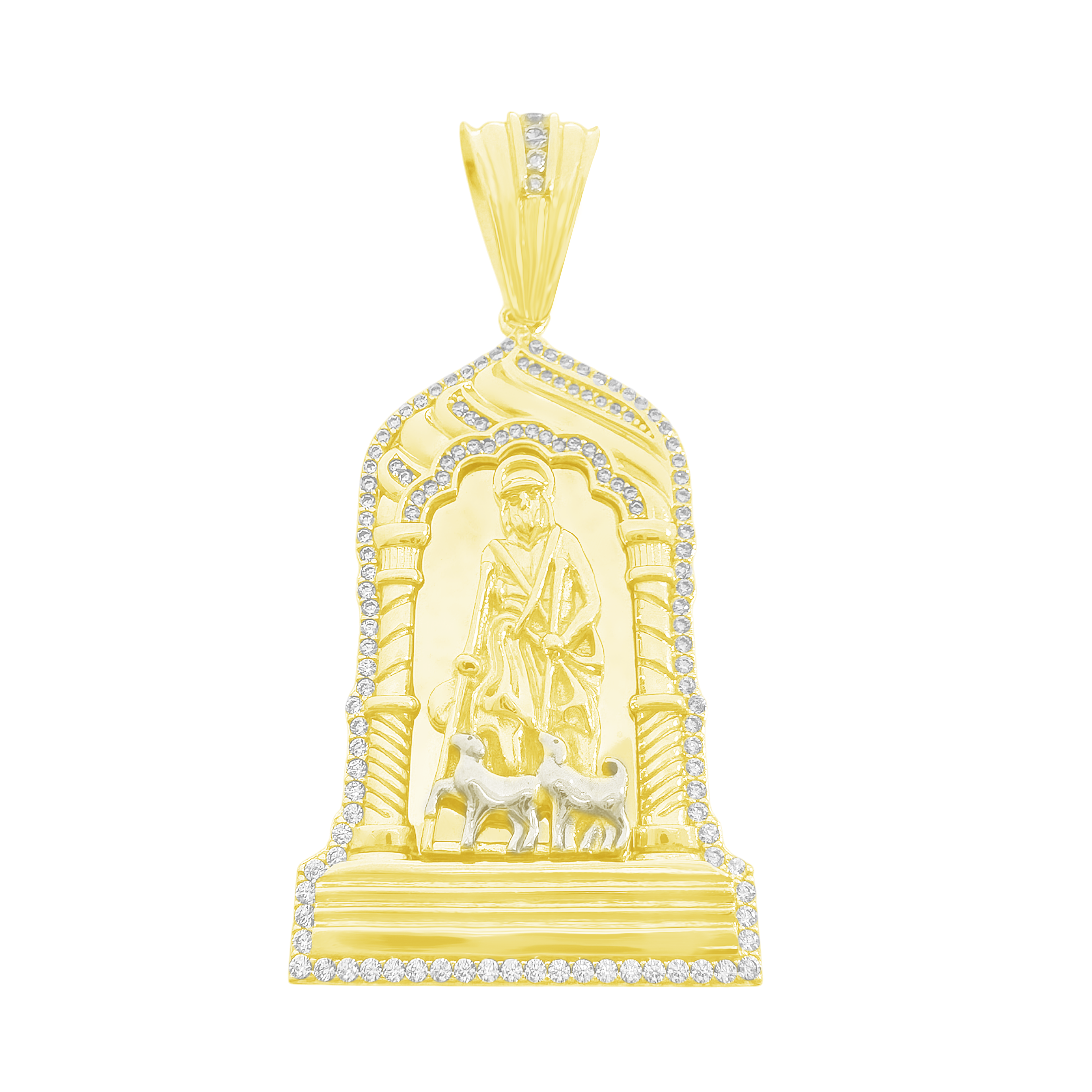 14K Yellow Gold Cz San Lazaro Pendant 10.6Dwt