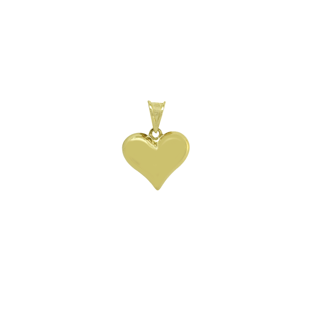 10K Yellow Gold Puff Heart Pendant 0.5Dwt