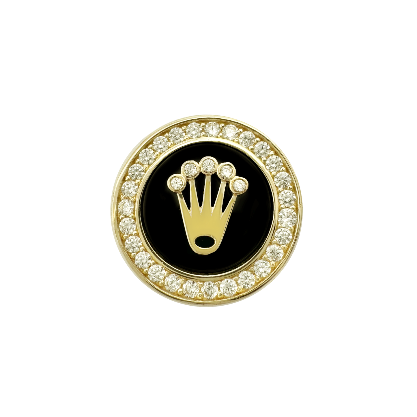 10K Yellow God Cz Rolex Style Fashion Mens Ring Size 11 5.5Dwt