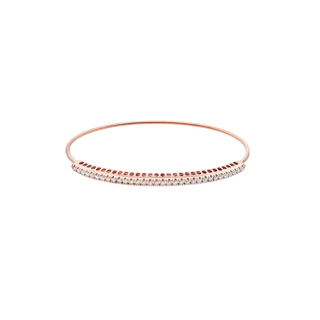 1/2Ctw 14K Rose Gold Diamond + Titanium Wire Bangle 3.7Dwt