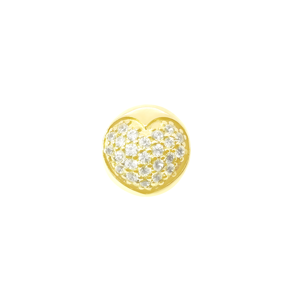 14K Yellow Gold Cz Heart Bead Charms 1.7Dwt