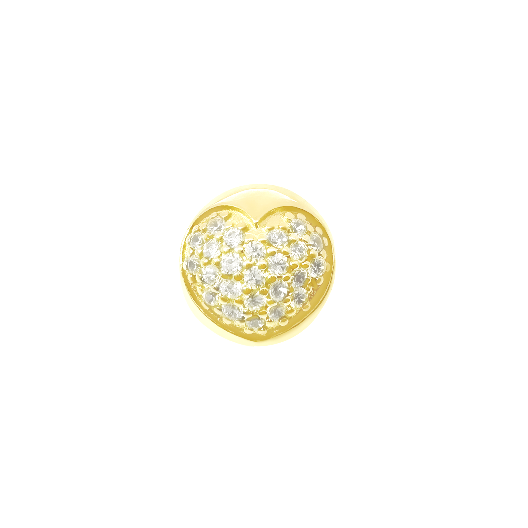 14K Yellow Gold Cz Heart Bead Charms 1.7Dwt