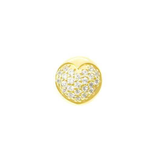 14K Yellow Gold Cz Heart Bead Charms 1.7Dwt