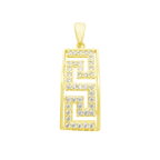 10K Yellow Gold Cz Greek Key Style Pendant 0.9Dwt