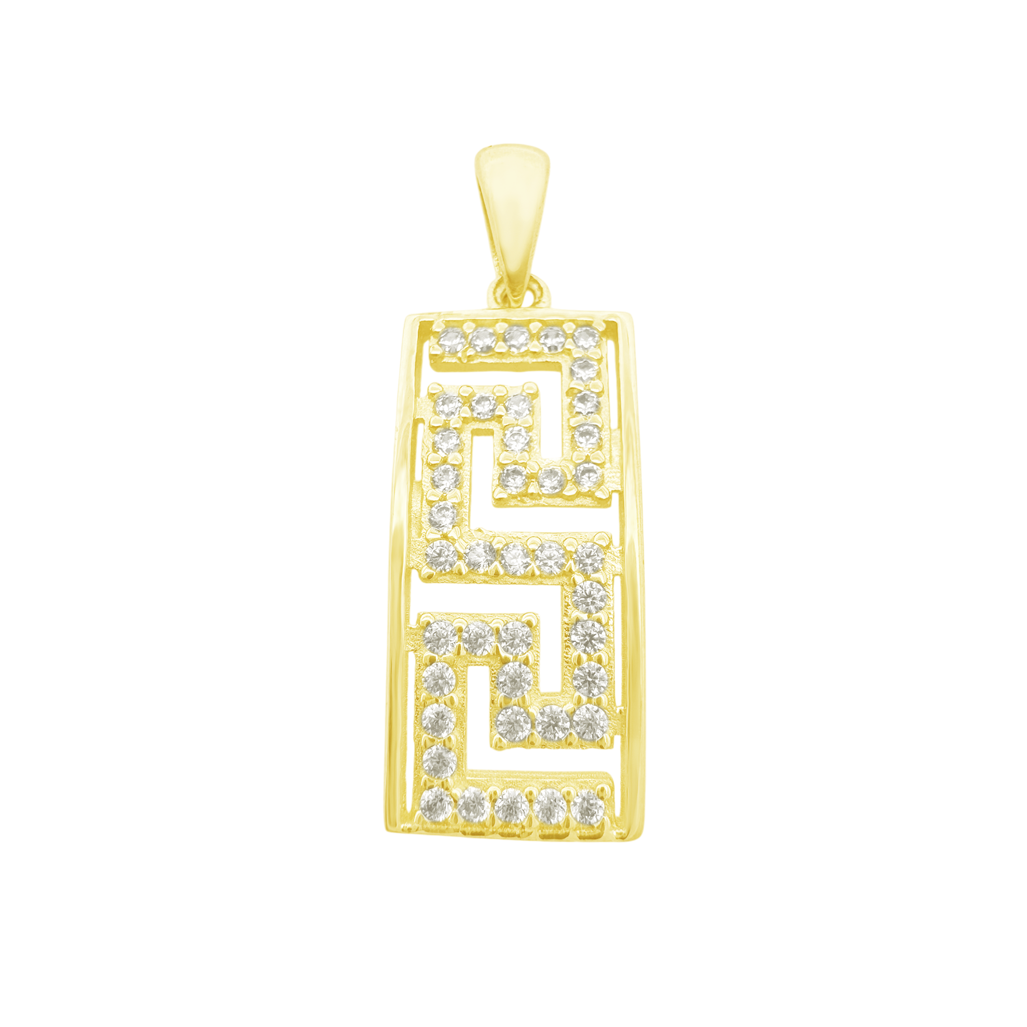 10K Yellow Gold Cz Greek Key Style Pendant 0.9Dwt