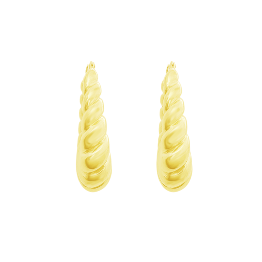 10K Yellow Gold Hollow Hoop Earrings 3Dwt