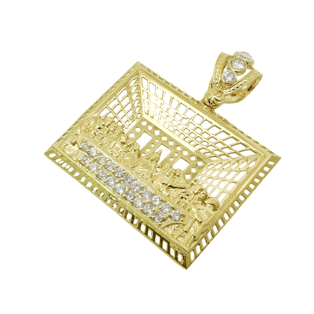 10K Yellow Gold Rectangular Last Supper Pendant 5.0Dwt