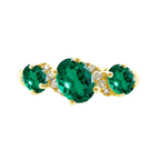0.07Ct Dia .62Ct Em 14K Yellow Gold Dia & Emerald Fashion Ring Size 7 1.3Dwt