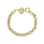 10K Yellow Gold Rolo Link W/Puff Heart 8.5Mm 7.5In 6.6Dwt