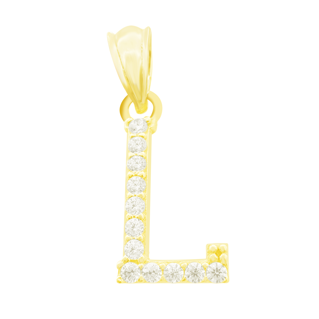 10K Yellow Gold Cubic Zirconia Letter "L" Pendant 0.3Dwt