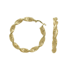 10K Yellow Gold Greek Key Twisted  Hoop Earrings 2.5Dwt