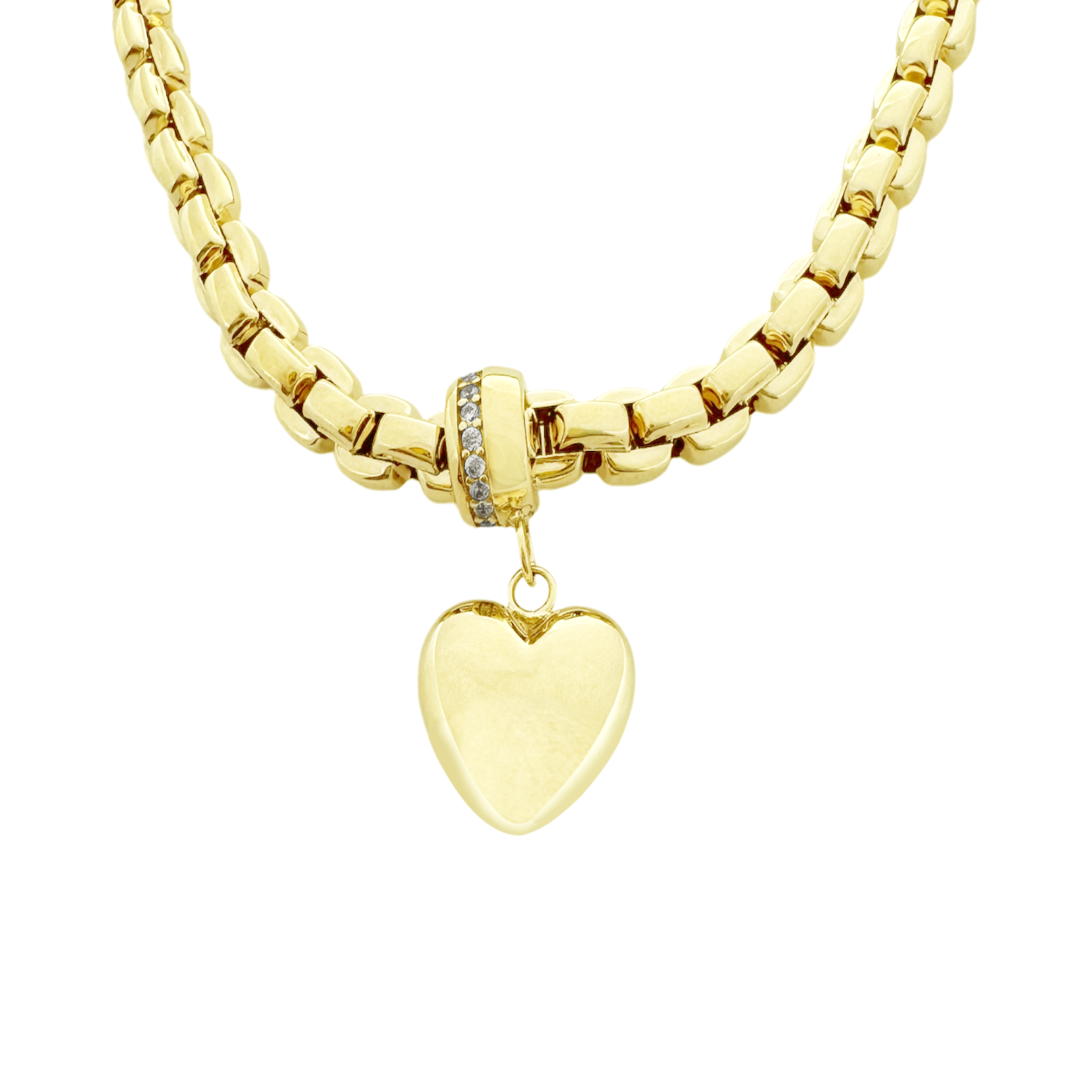 14K Yellow Gold Ladies Fancy Link Heart Pendant Necklace 18In 17.6Dwt