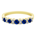 0.12 Dird 0.39 Sard 14K Yellow Gold Diam & Sappire Band Ring Size 7 1.5Dwt