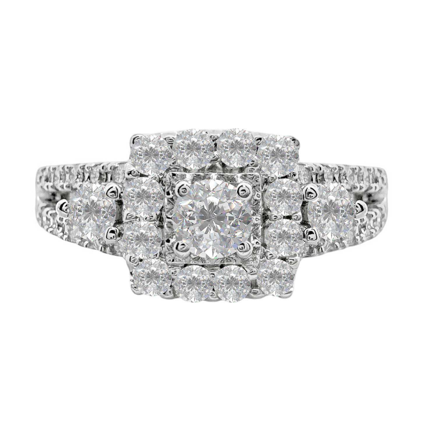 10K White Gold Diamond Engagement Ring Size 7 2.7Dwt