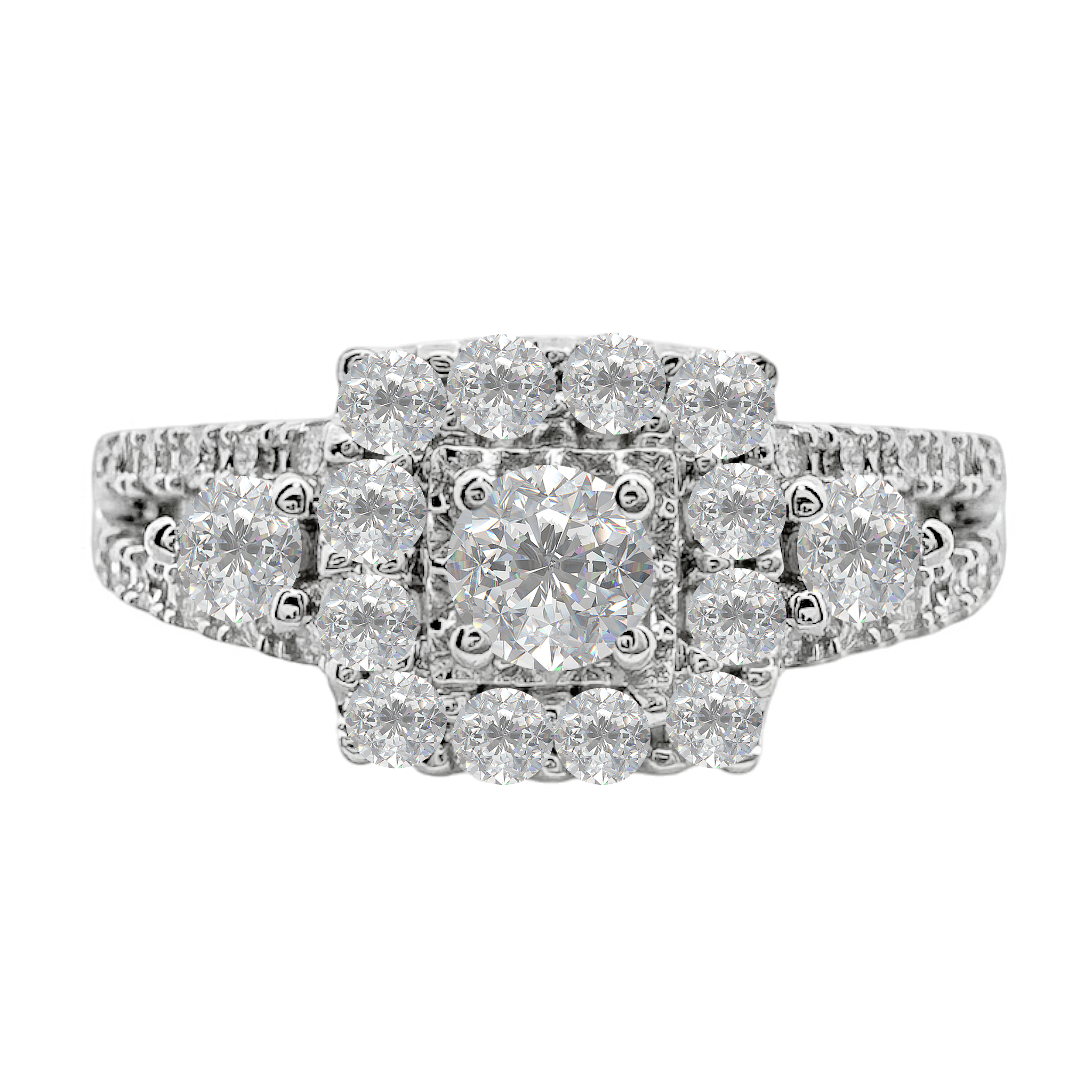 10K White Gold Diamond Engagement Ring Size 7 2.7Dwt