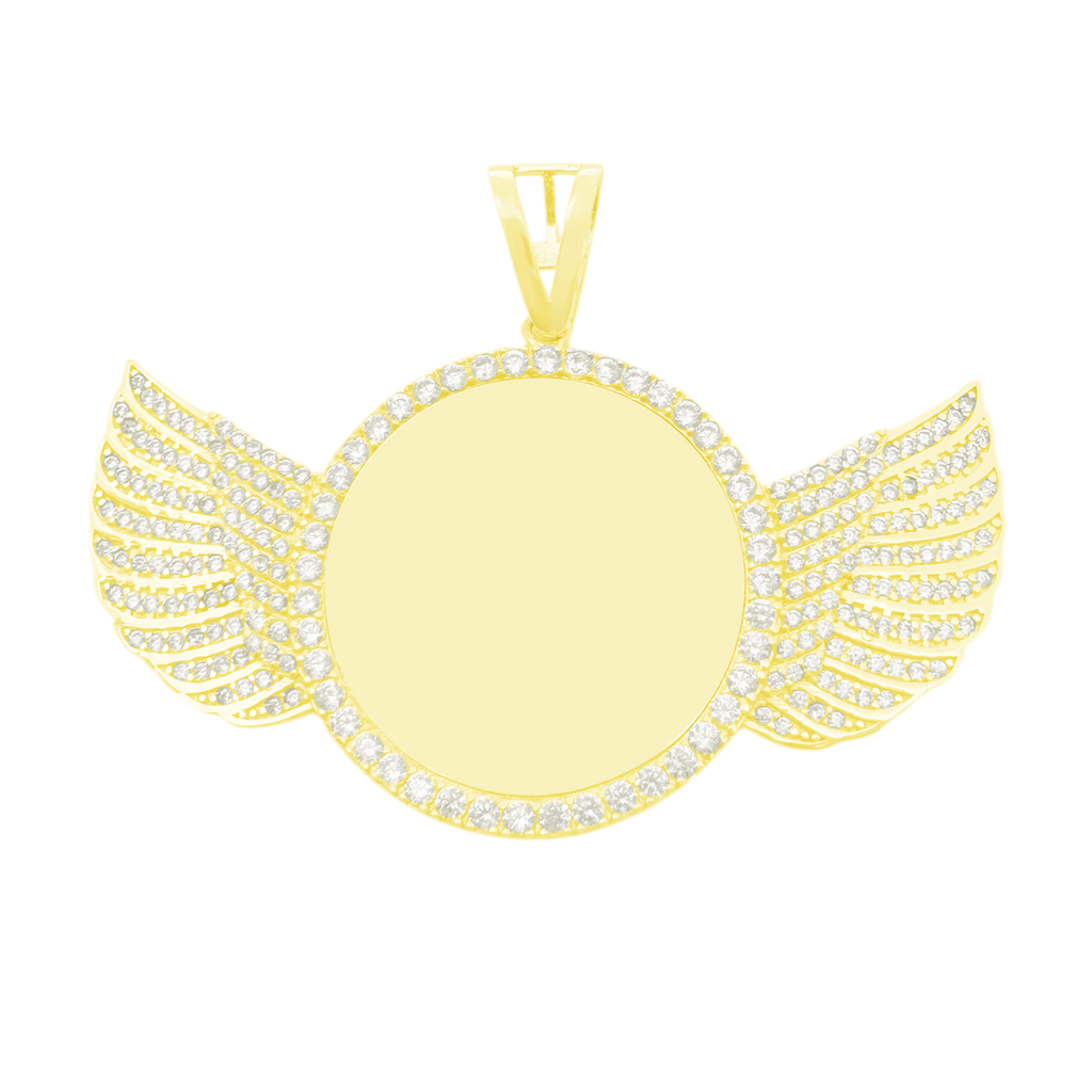 10K Yellow Gold Free Form Style Mirror W/ Cz Charm 5.9Dwt