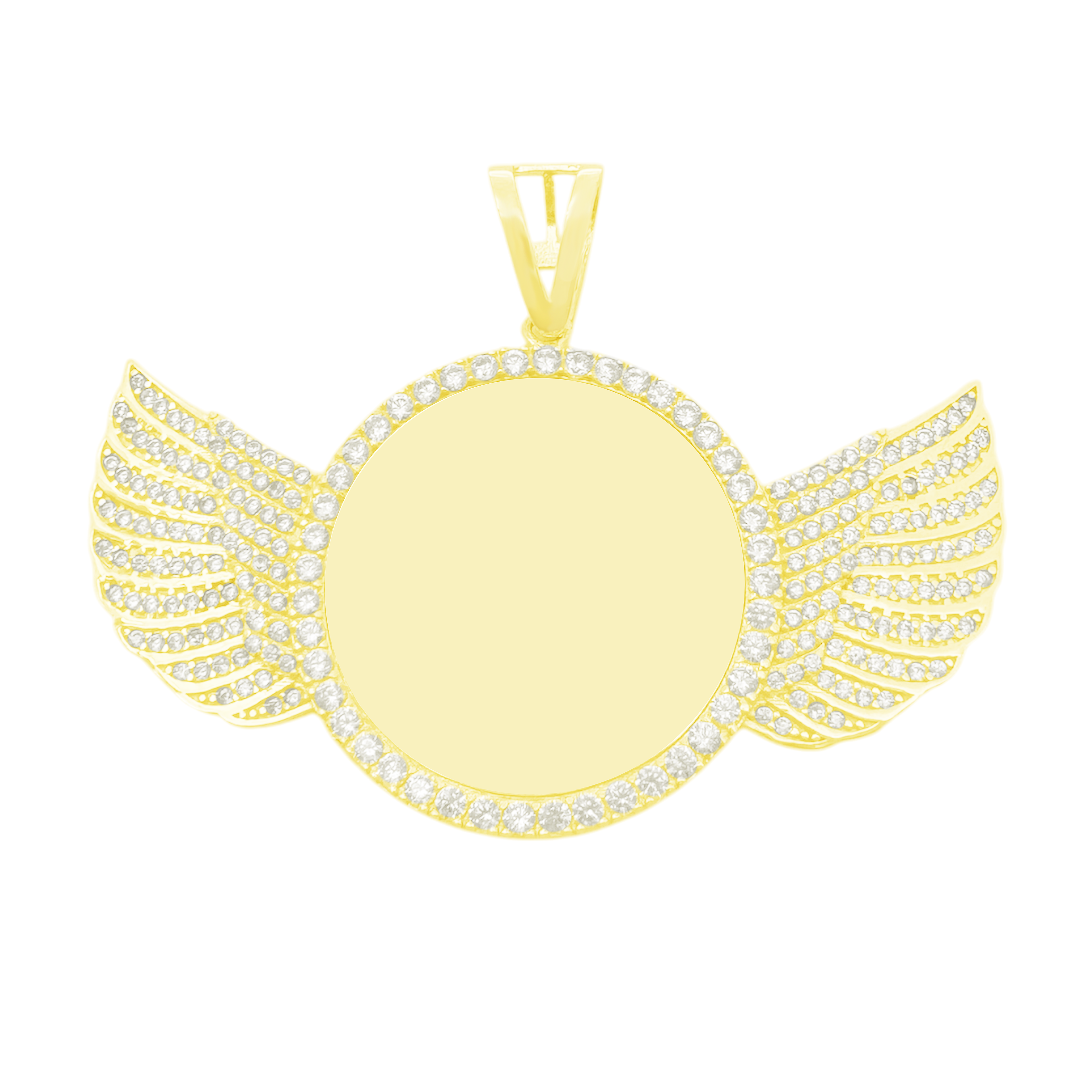 10K Yellow Gold Free Form Style Mirror W/ Cz Charm 5.9Dwt