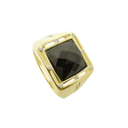 10K Yellow Gold Black Stone Fashion Mens Ring Size 12 5.3Dwt