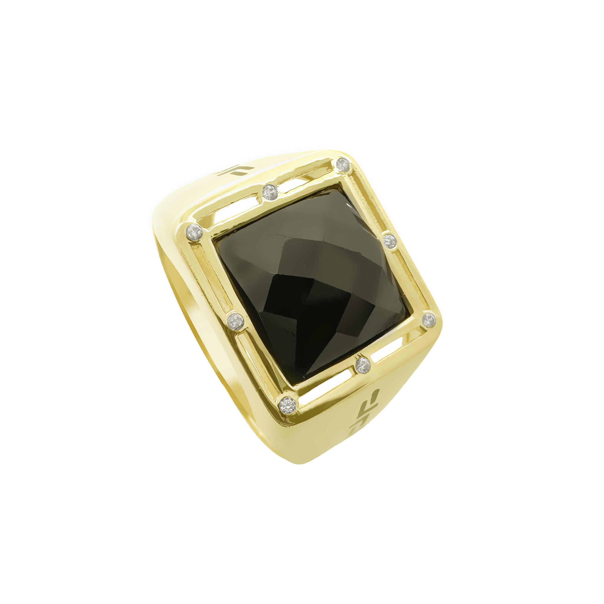 10K Yellow Gold Black Stone Fashion Mens Ring Size 12 5.3Dwt