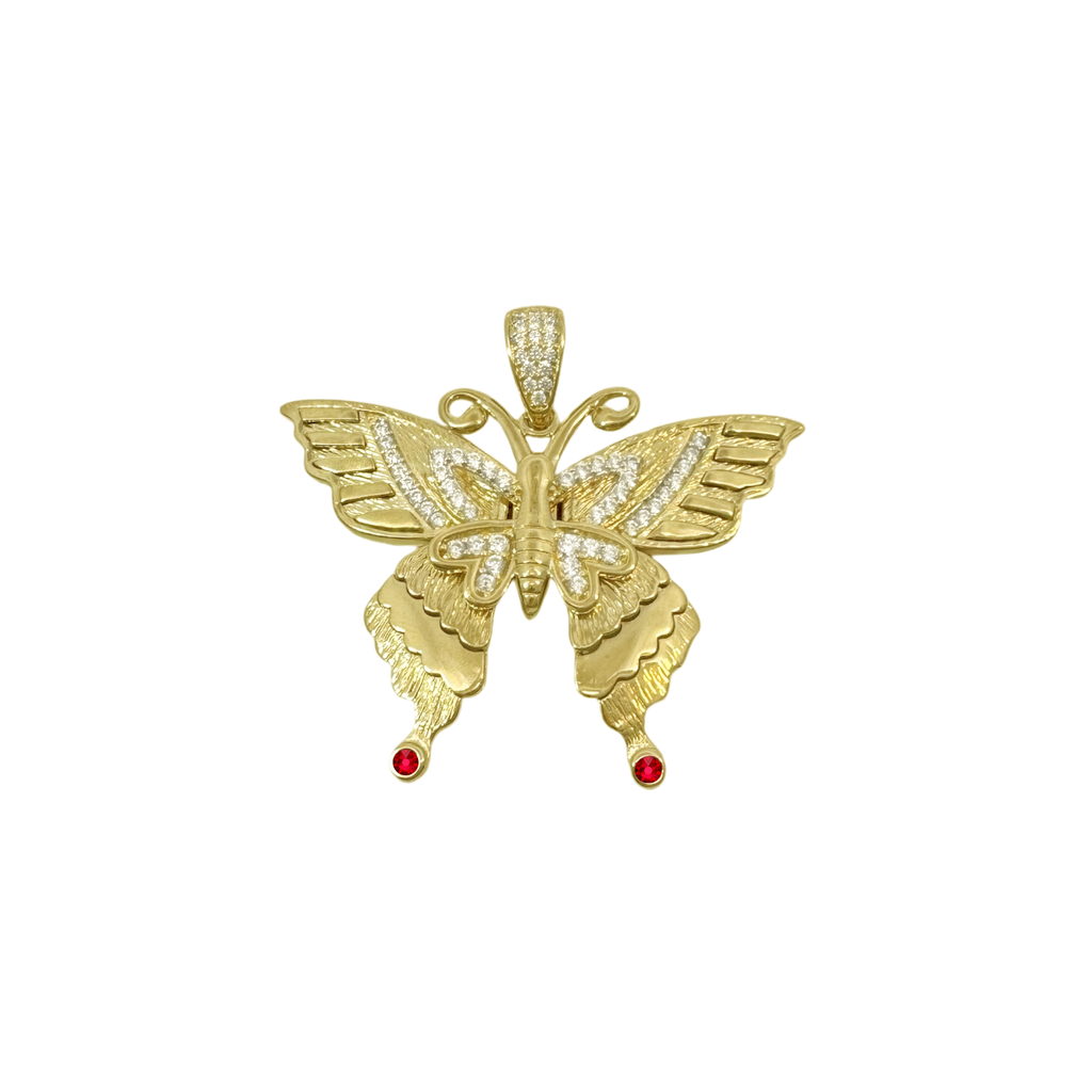 14K Yellow Gold Cz Butterfly Pendant 5.5Dwt