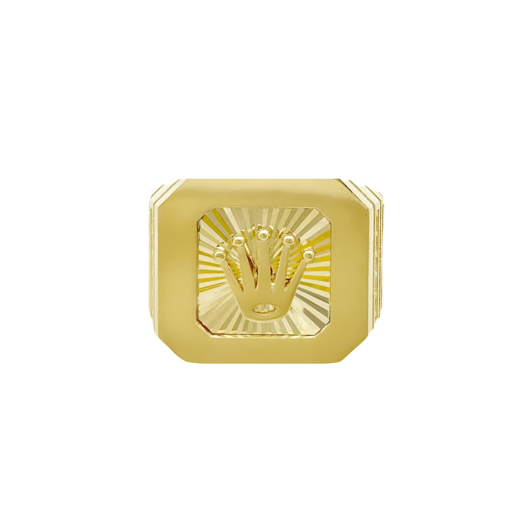 10K Yellow Gold Cz Rolex Style fashion Ring Mens Size 13.5 9.6Dwt