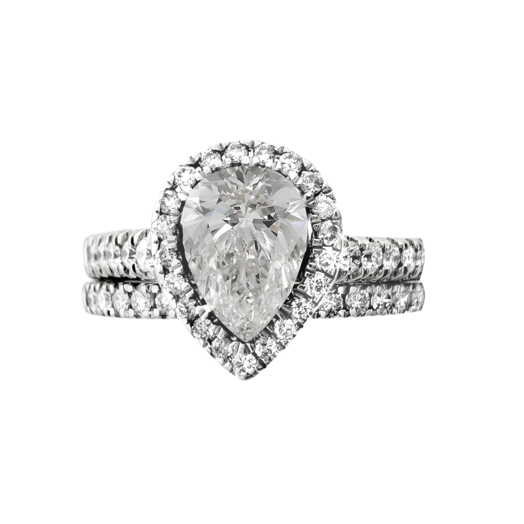 14K White Gold Diamond Wedding Set Ring Size 8.5 3.4Dwt