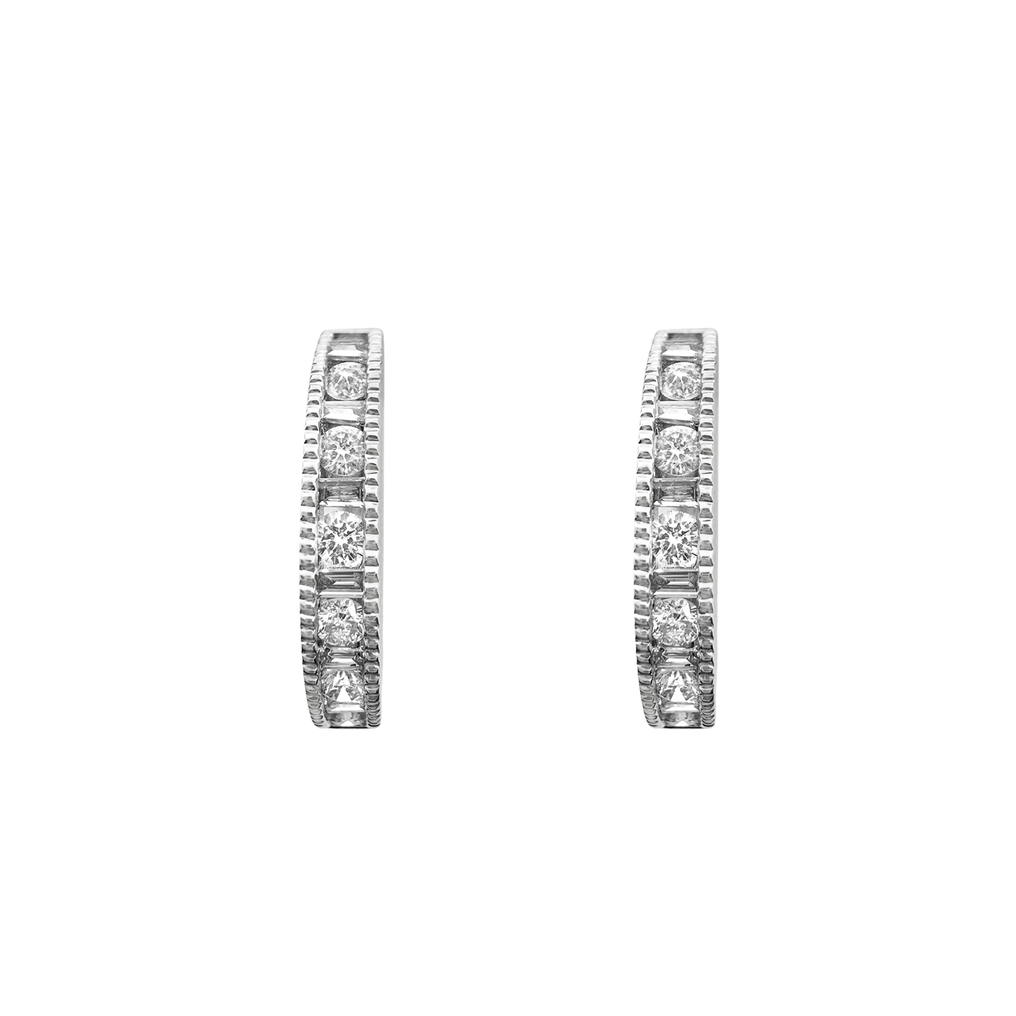14K White Gold Diamond Hoop Earrings 2.7Dwt