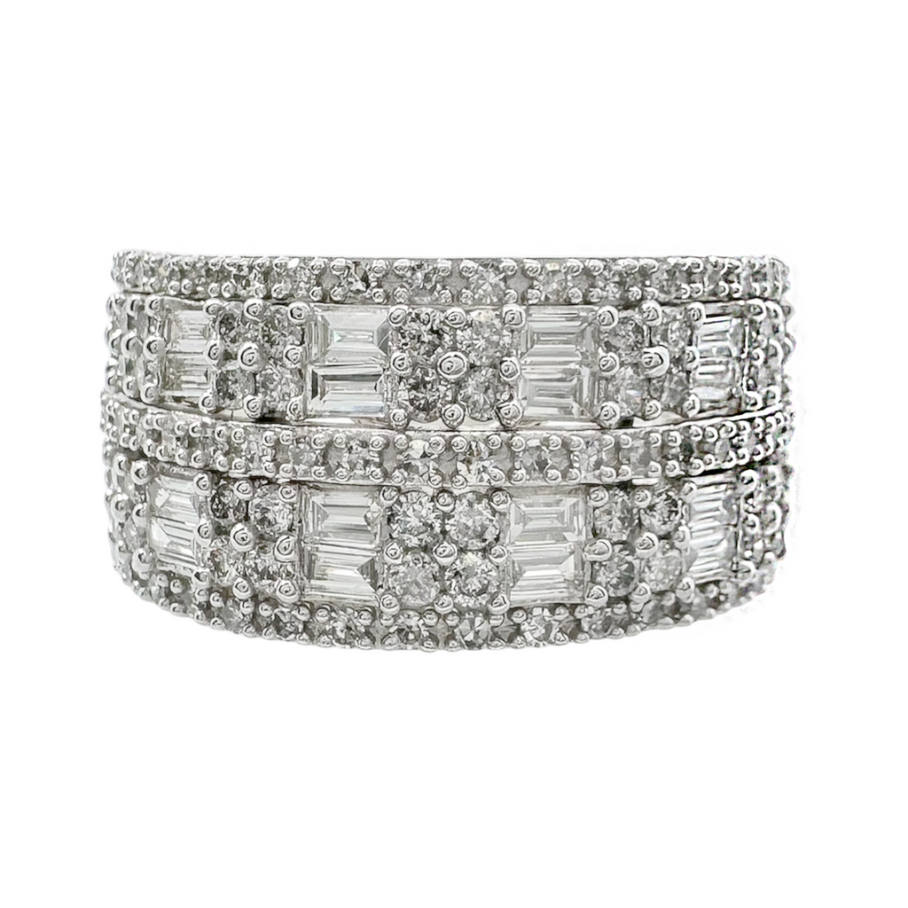 10K White Gold Diamond Fashion Ring Size 8 3.2Dwt