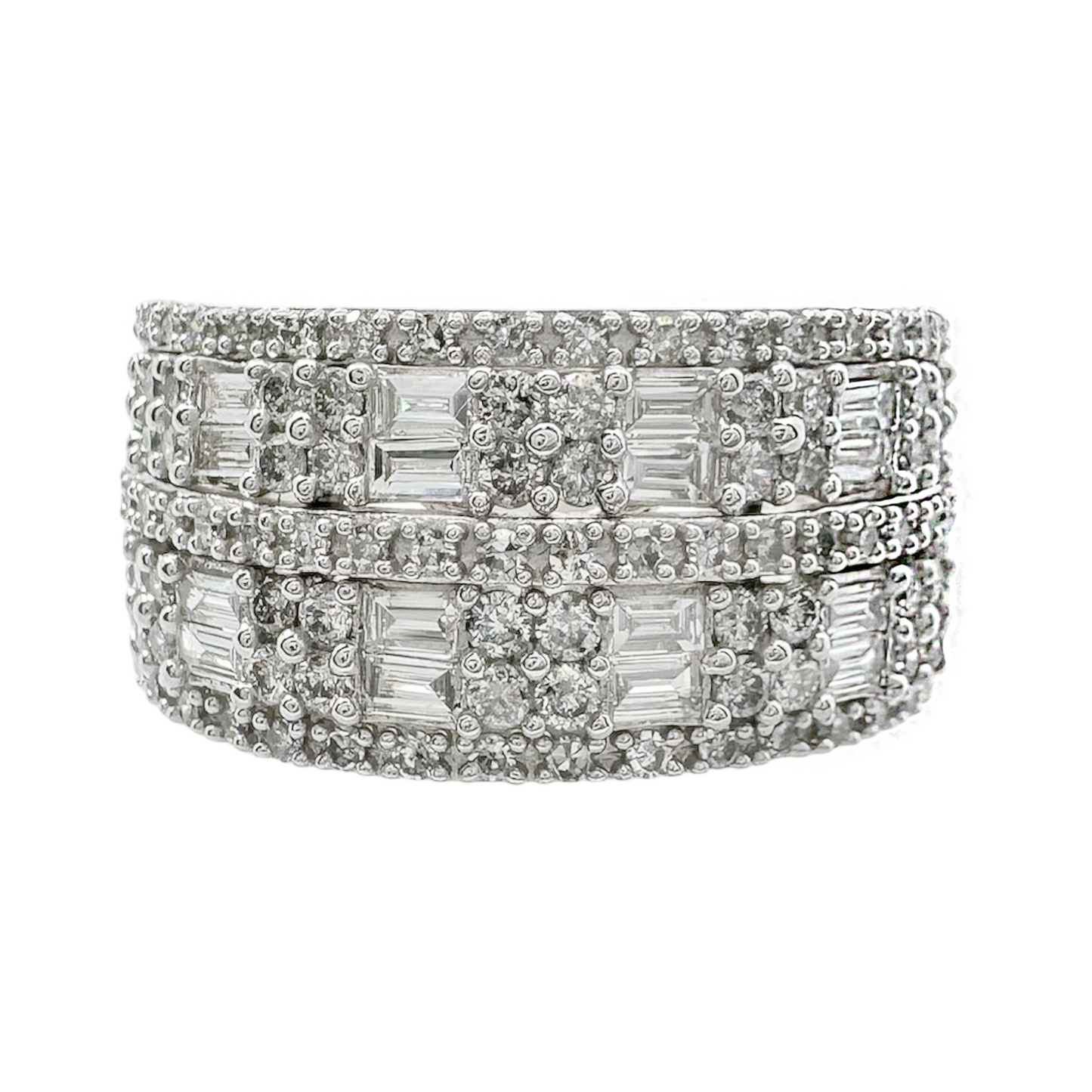 10K White Gold Diamond Fashion Ring Size 8 3.2Dwt