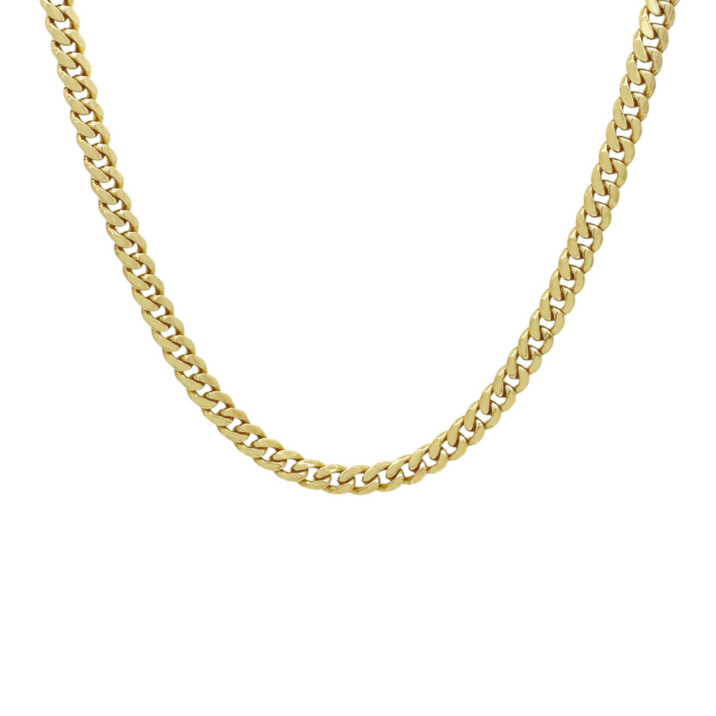 14K Yellow Gold Triple Clasp Cuban Link Chain 4Mm 26In 21.3Dwt