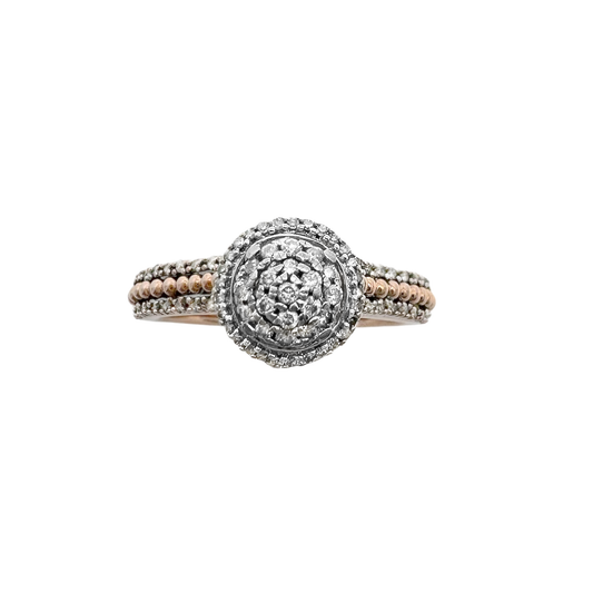 10K Two Tone Gold Diamond Engagement Ring Size 6.75 2.1Dwt