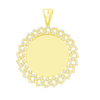 10K Yellow Gold Free Form Style Mirror W/ Cz Charm 7.6Dwt