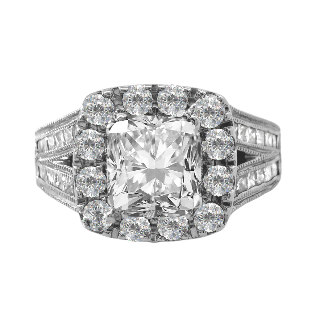 14K White Gold Diamond Engagement Ring Size 6.75 4.2Dwt