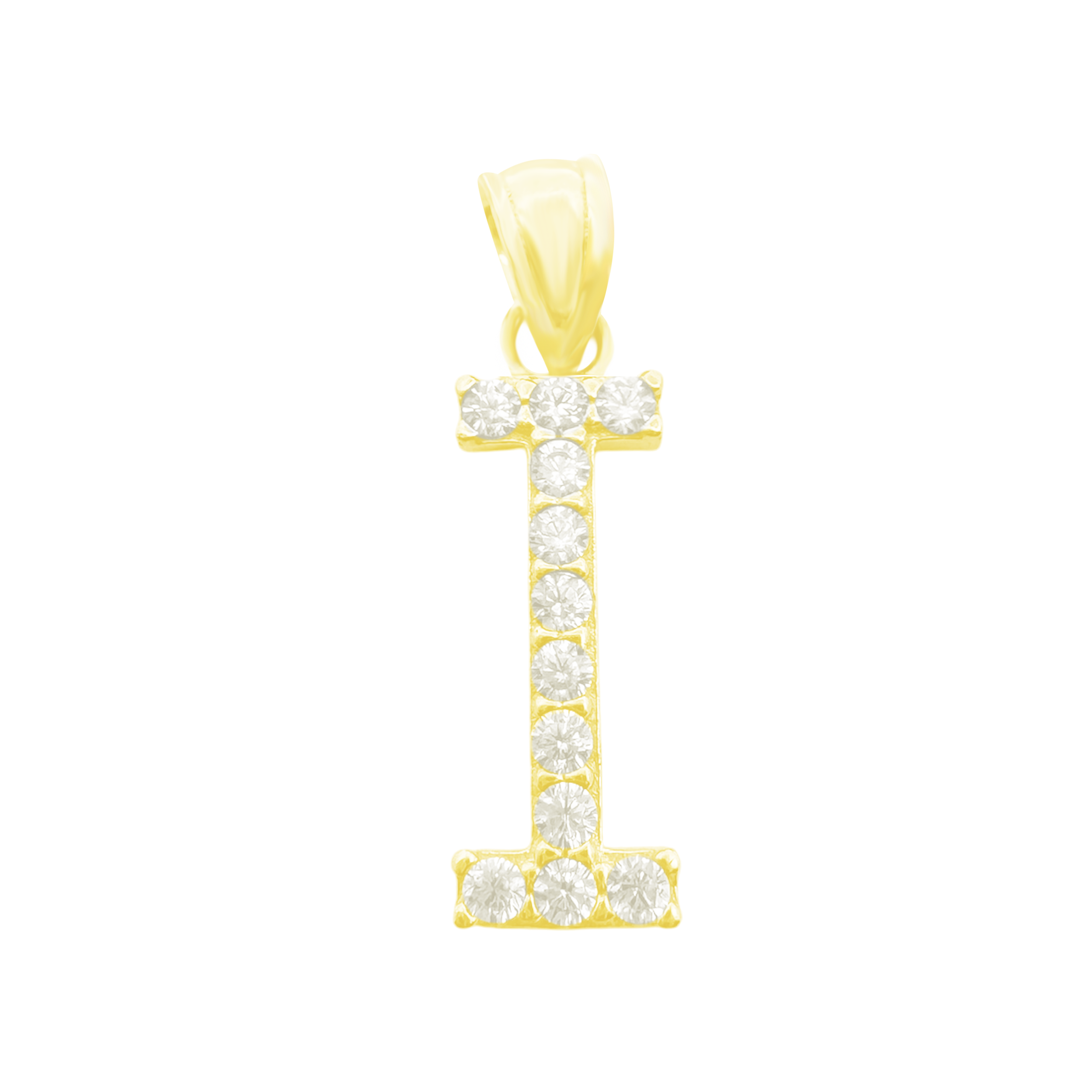 10K Yellow Gold Cubic Zirconia Letter "I" Pendant 0.3Dwt