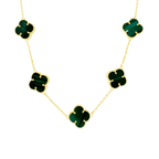 10K Yellow Gold Green Flowers Necklace 16In 11.4Dwt